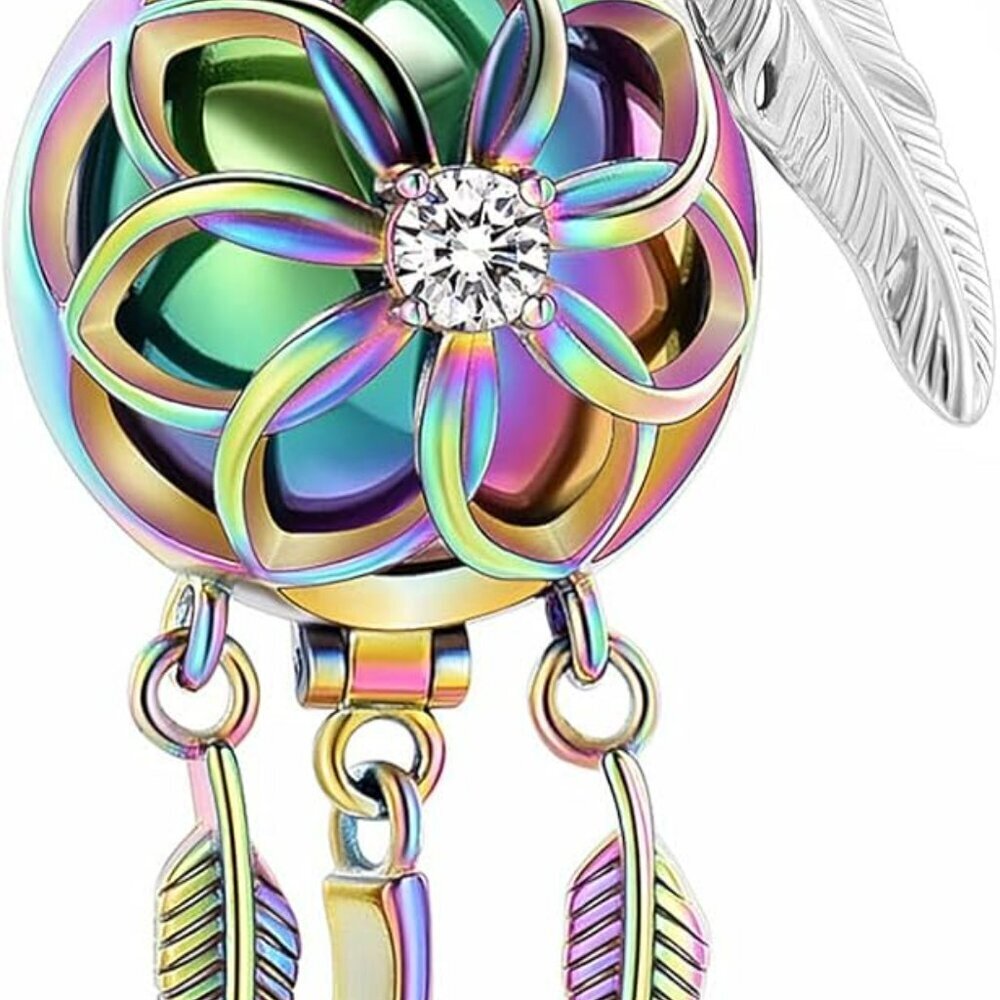 Cremation Jewelry Dream Catcher Urn Necklace for Ashes for Women Men Feather wit